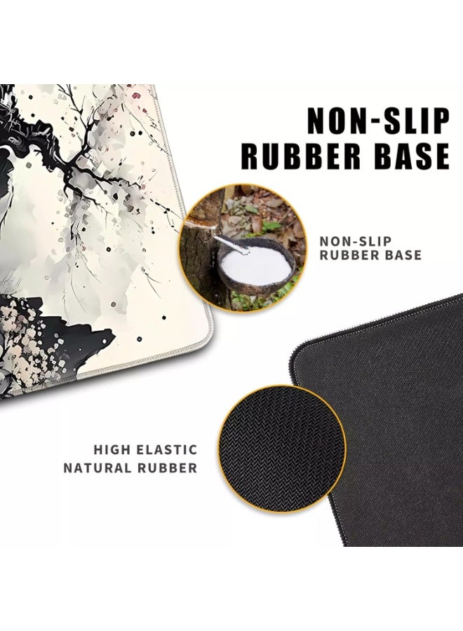 وسادة ماوس للألعاب بتصميم زهر الكرز، مناسبة للوحة المفاتيح والماوس، بقاعدة مطاطية مانعة للانزلاق - مقاس 80 × 30 سم - Image 2